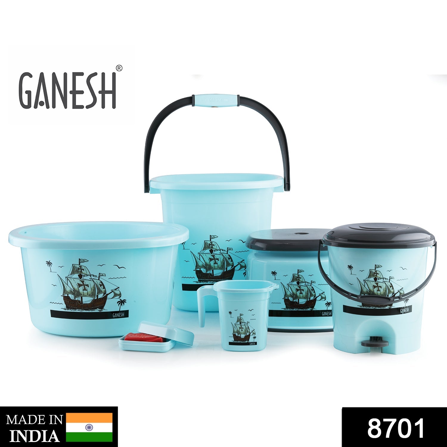 8701 Plastic Bathroom Accessories Set 6 pcs Bath Set Bathroom Bucket with Dustbin Mug, Stool, Soap Case,Tub DeoDap 8701 Plastic Bathroom Accessories Set 6 pcs Bath Set Bathroom Bucket with Dustbin Mug, Stool, Soap Case,Tub DeoDap